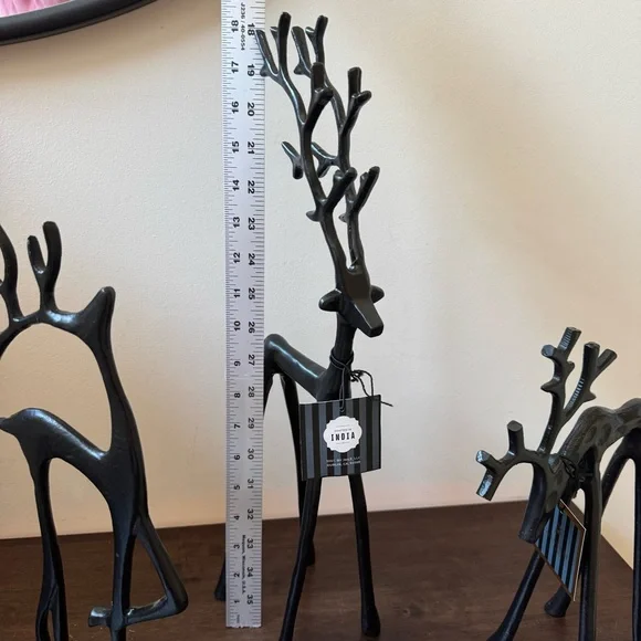 GRANVILLE LANEBlack Reindeer Set of 3Winter metal ChristmasDecor NEW